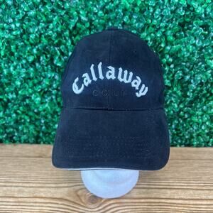 Vintage Callaway Golf Black Hat Cap Adjustable Strap Made in Korea One Size